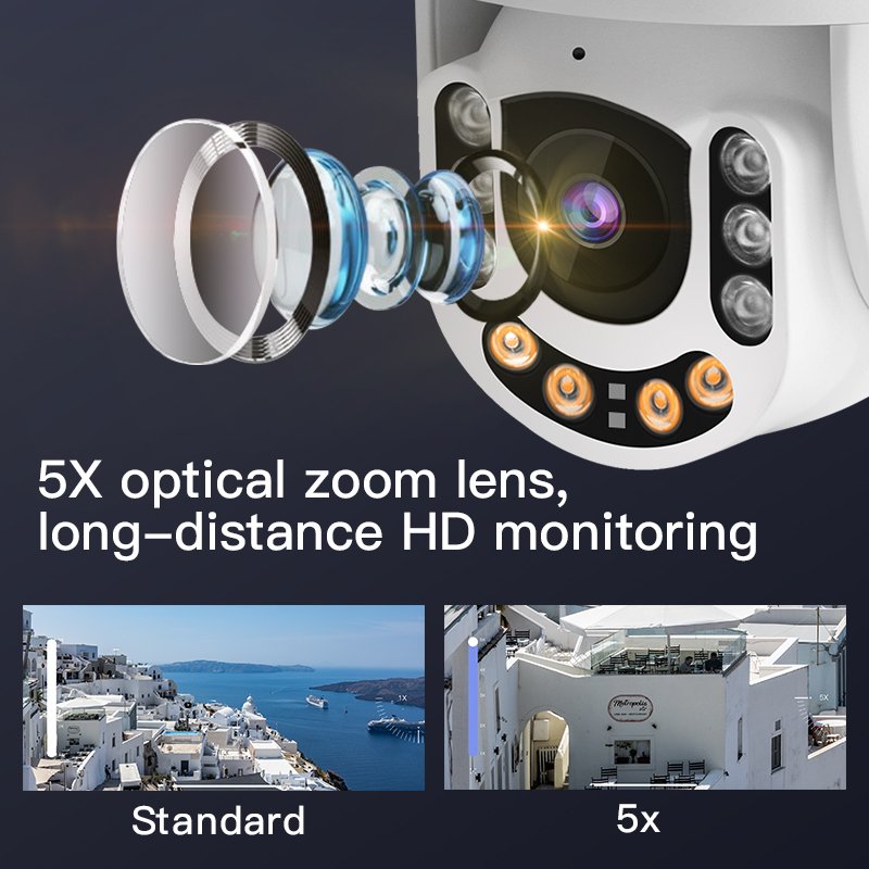 Okam Outdoor 8x Optical Zoom Surveillance Cctv Wifi Security Camera System Ip Network Camera Ptz Dual Lens Network Camera