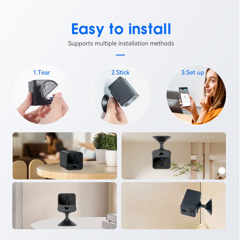 Anywii P214 2mp Battery Mini Wifi Camera Wireless Security Camera Infrared Night Vision Human Detection Small Battery camera