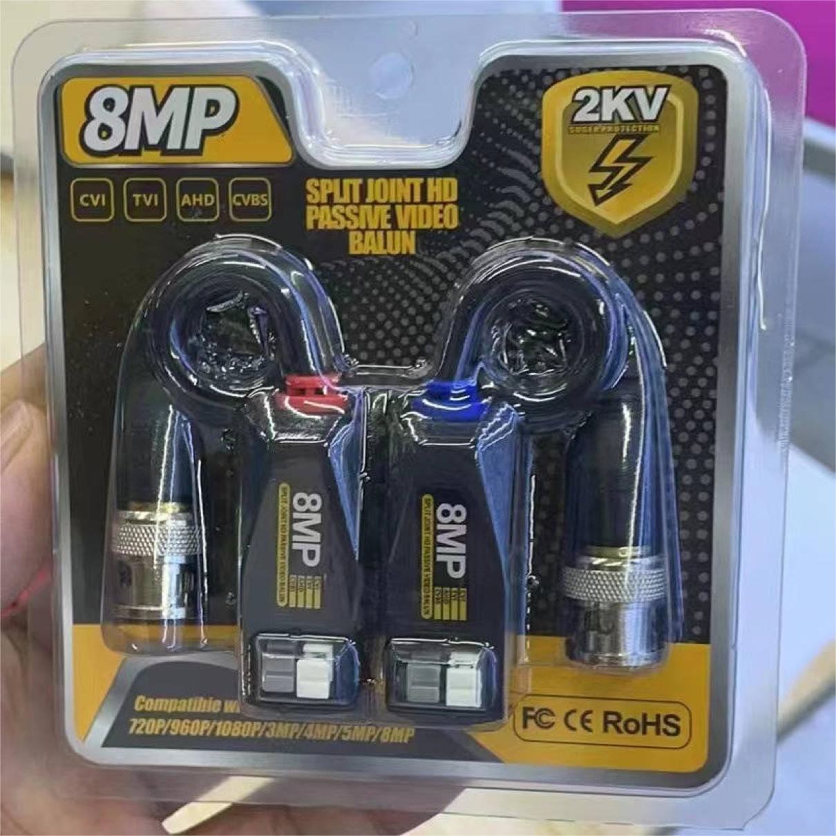 Single Channel Split Joint HD Passive Video Balun 2KV surge protection 8MP Video Balun Connector