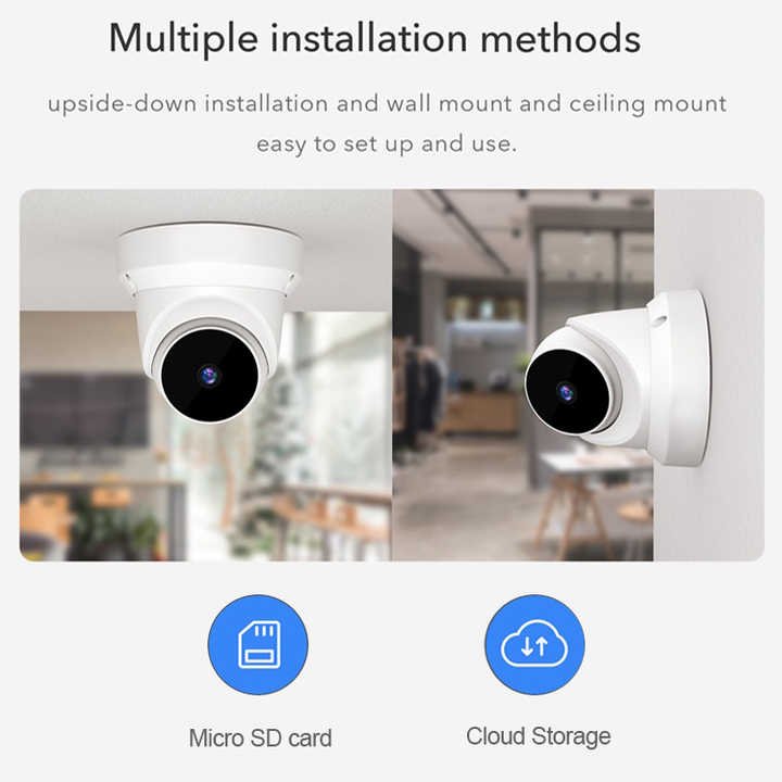 V380CCTV 5MP Security CCTV IP Camera Outdoor Waterproof Analog Hemisphere Face Detection PTZ Inverted Installation WiFi