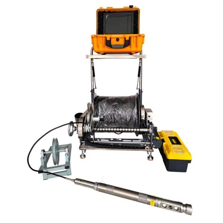 55mm Underwater Inspection Camera with 12 inch Outdoor viewable Display Borehole Dual Cameras 300m with Trolley Cart