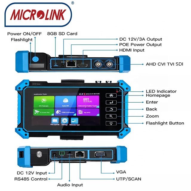 IPC-5200C Plus 5 inch CCTV Wi-Fi Tester POE Cable Tracer 4K Analog AHD TVI CVI SDI All In One IP Camera Tester