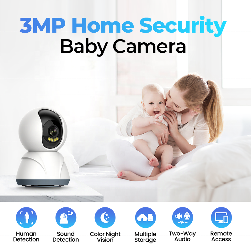 3MP home security wireless Remote monitoring night vision IP Baby Monitor with Two-way Talk motion detection wifi pet camera