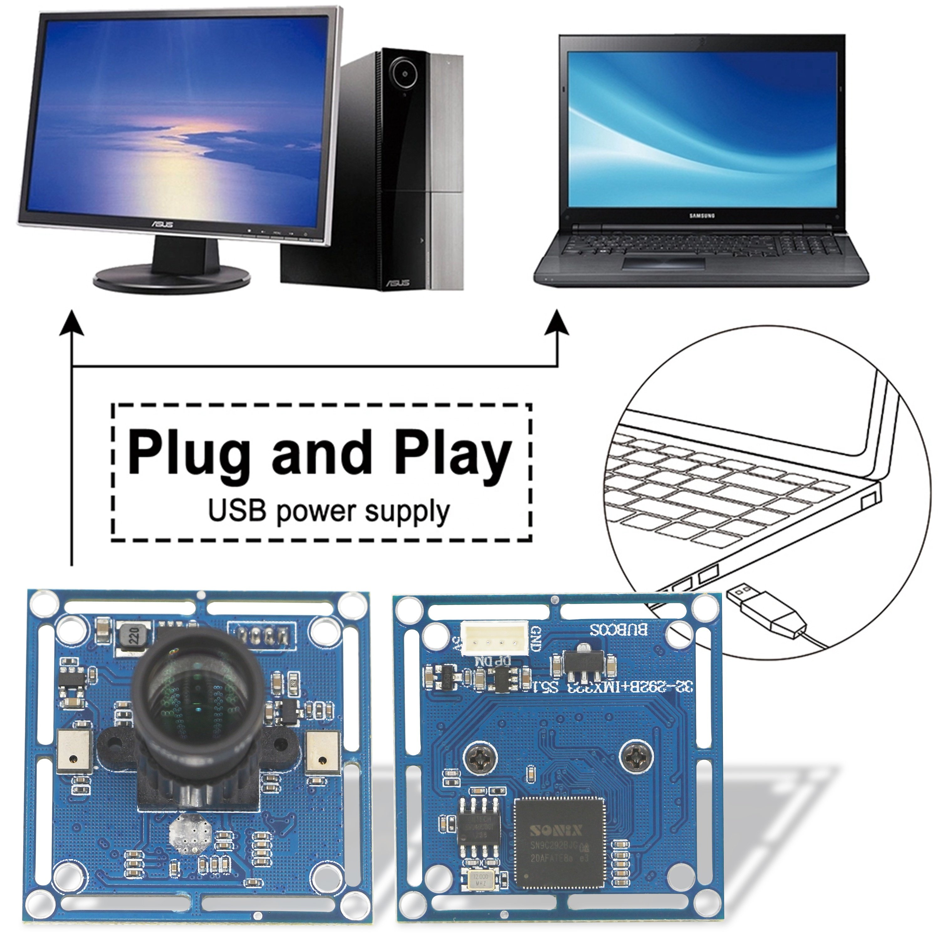 OEM IMX323 HD 2Megapixel Low Light 15 Degree Fov MF Telephoto Wide Angle Lens Cmos image Sensor Mini Camera Module 1080P