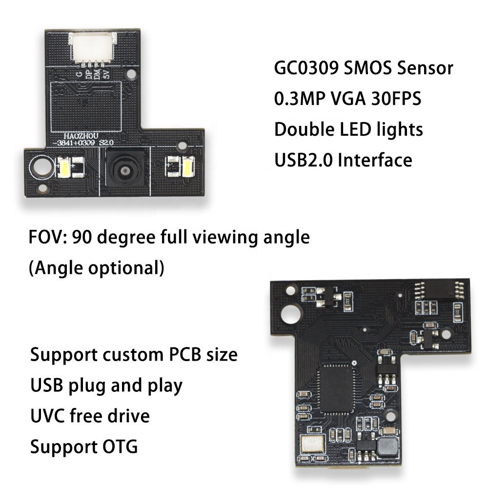 Low Price 1/10 inch Hd 0.3MP GC0309 VGA CMOS QR Code Scanning Mini Camera Module USB2.0 with Led