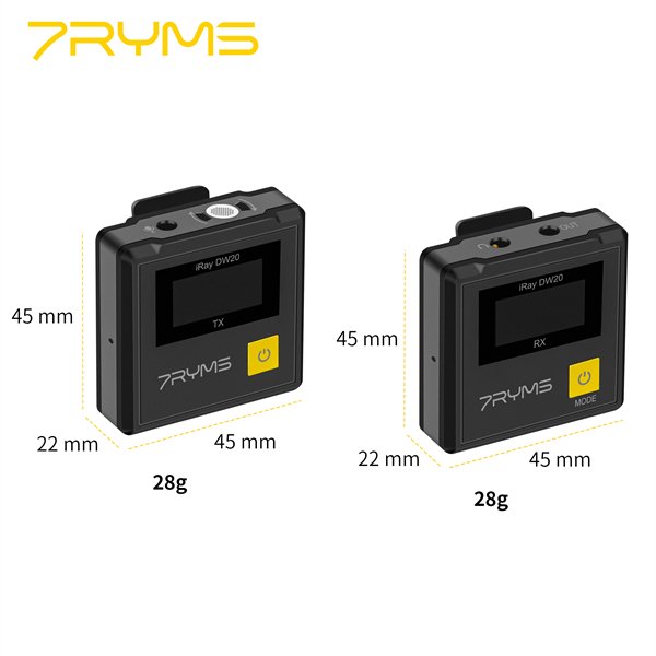 7RYMS iRay DW20 (A) 2.4G Dual-channel Wireless Microphone Compatible with Smartphone Computer Camera for VIdeo Shooting