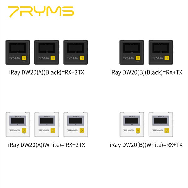 7RYMS iRay DW20 (A) 2.4G Dual-channel Wireless Microphone Compatible with Smartphone Computer Camera for VIdeo Shooting
