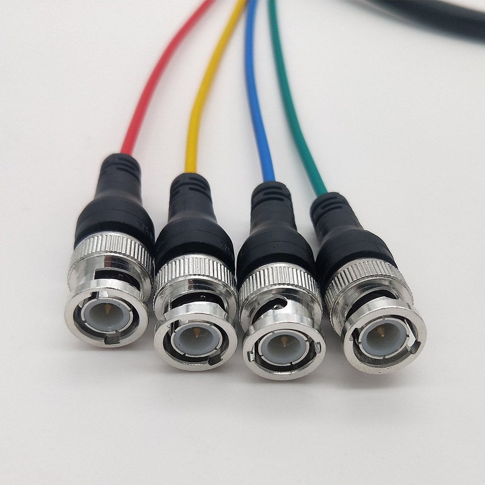 RGB Multicore Coaxial Cable 75Ohm, 4 BNC Male to 4 BNC Male Cable 1m length