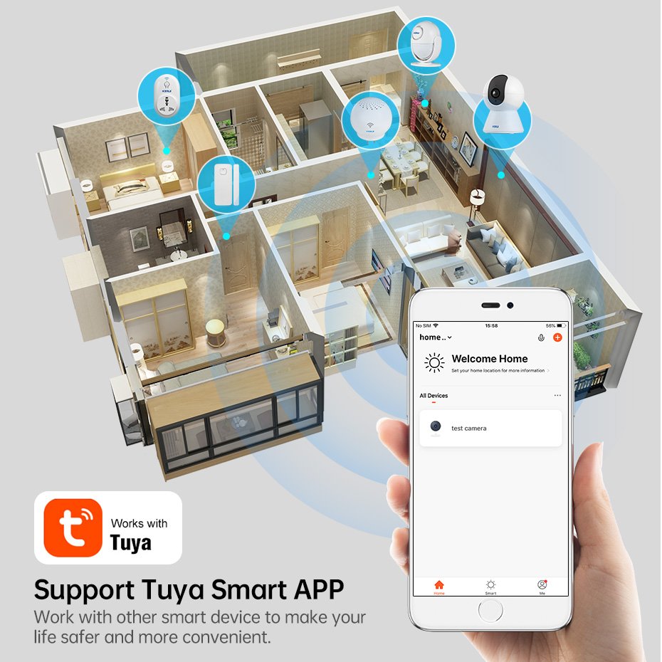 KERUI 5MP Network Camera Tuya Smart Wireless Camera Home Security Auto Tracking Wifi Camera Indoor Surveillance App Control