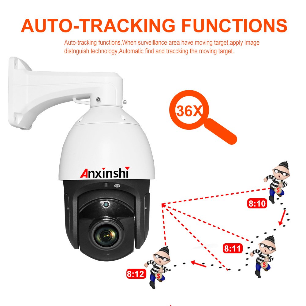 36X 1080P Auto Tracking HD Starlight Laser IR 300M AHD CVI TVI CVBS 4 in 1 Output High Speed Dome CCTV Security Camera