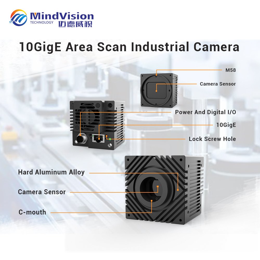 MindVision High Speed 10GigE Industrial Camera 164FPS 2/3'' Digital camera CMOS Global Shutter Area Scan Machine Vision C-Mount