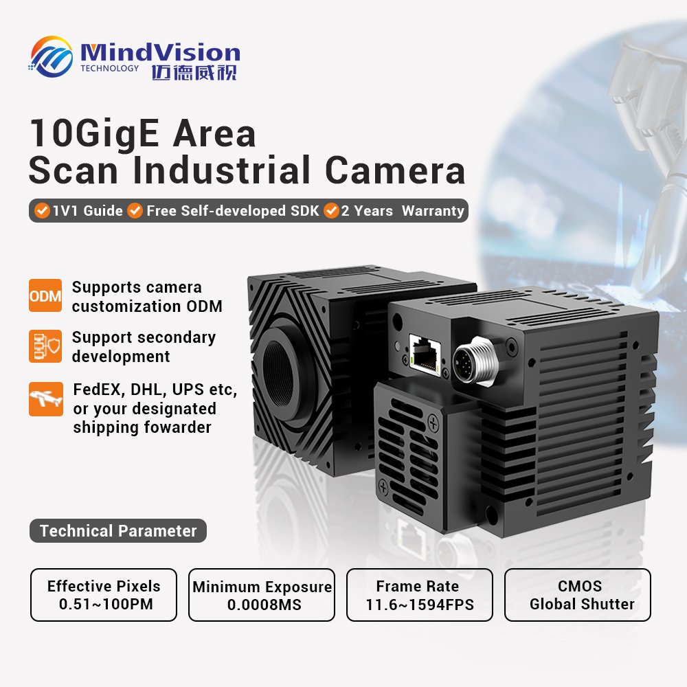MindVision High Speed 10GigE Industrial Camera 164FPS 2/3'' Digital camera CMOS Global Shutter Area Scan Machine Vision C-Mount