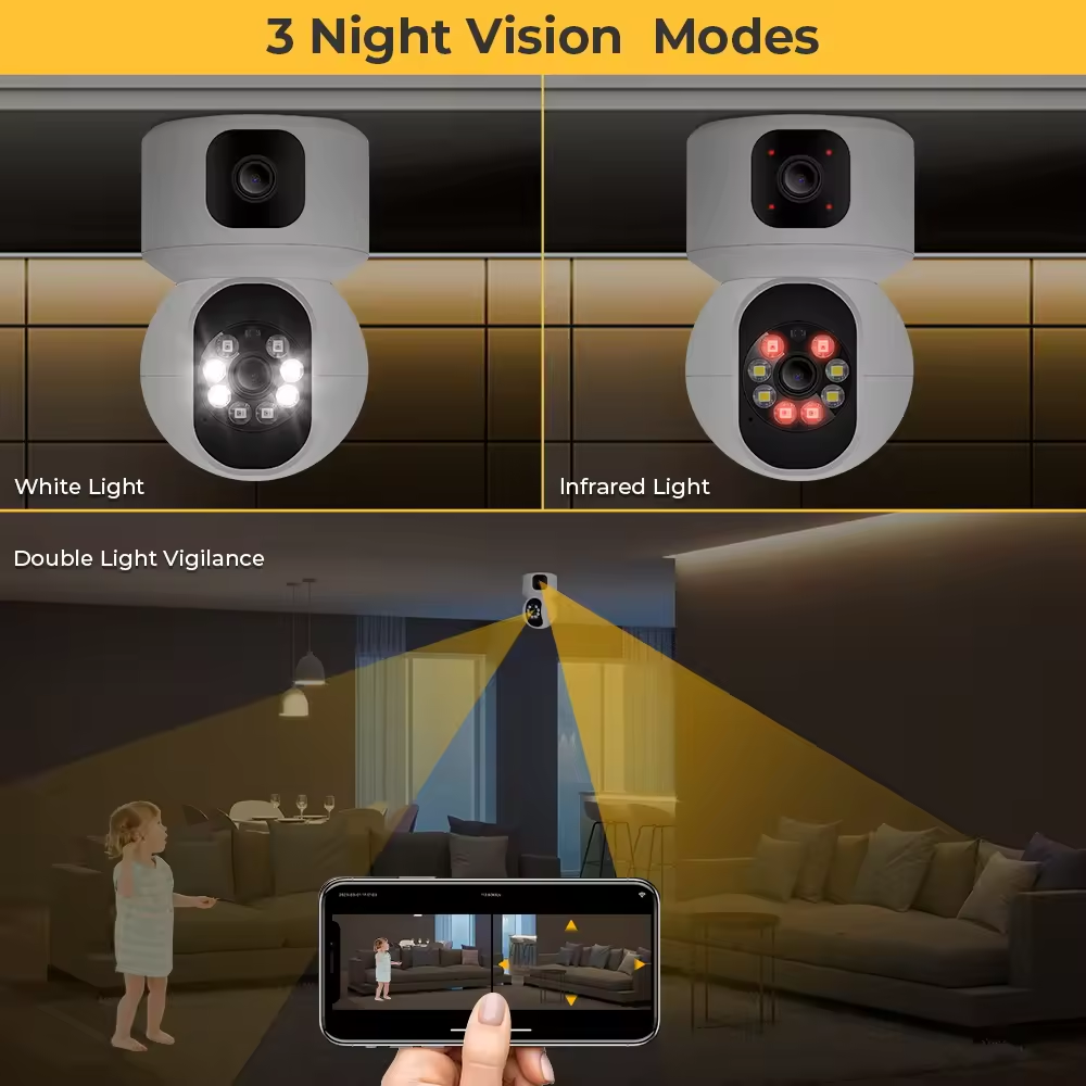 Icsee 4k 8x zoom 4mp dual lens wifi PTZ security camera outdoor wide angle viewing cctv camera SD Card Slot Bullet PTZ Smart
