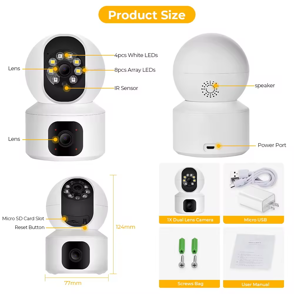 Icsee 4k 8x zoom 4mp dual lens wifi PTZ security camera outdoor wide angle viewing cctv camera SD Card Slot Bullet PTZ Smart