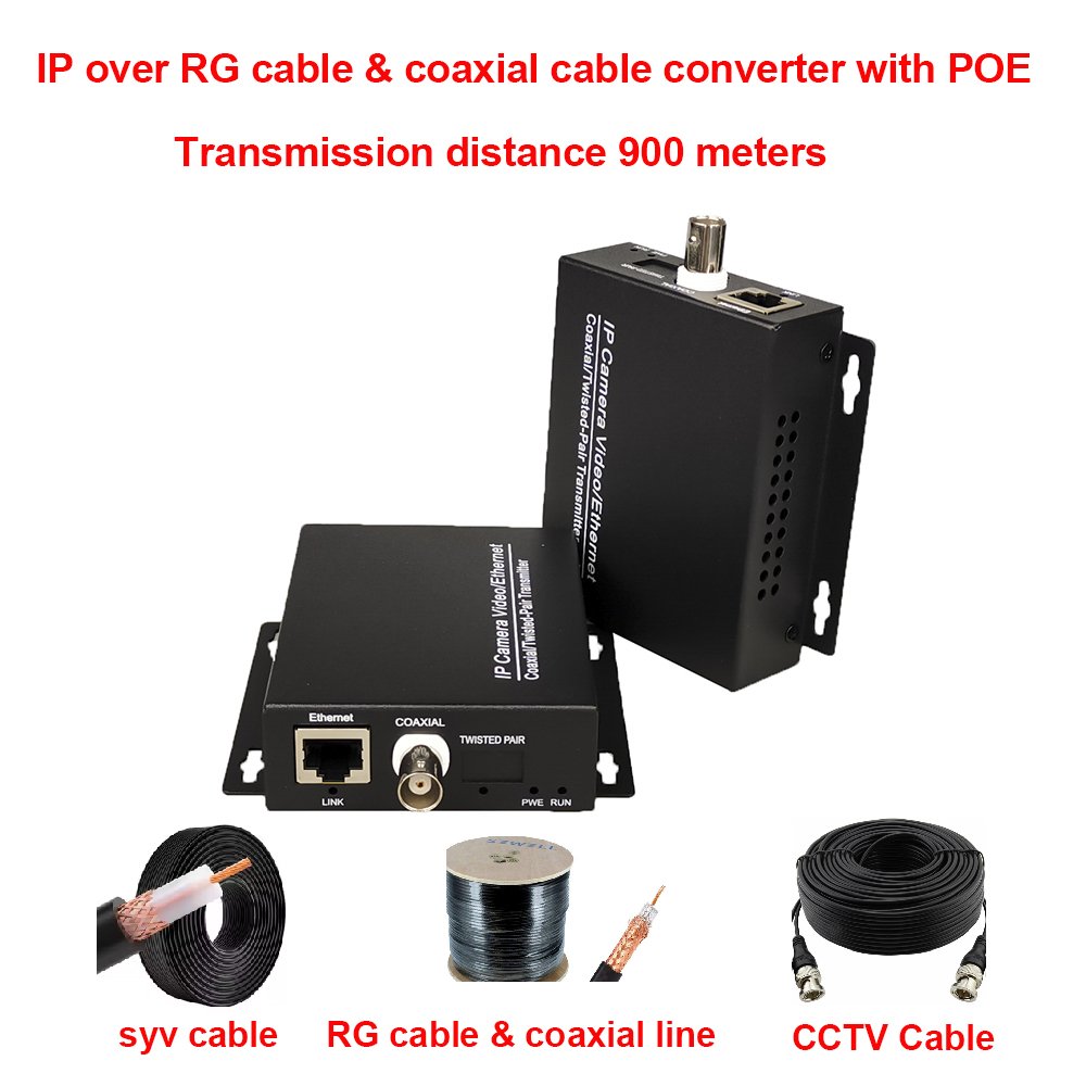 POE Ethernet to Coax Converter Analog to IP POE Camera Converter LAN to RG Converter for IP POE Camera CCTV System