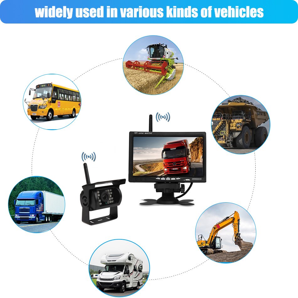 cheap 12V~24V DC waterproof night vision 2.4G wireless rear view camera system for trailer truck
