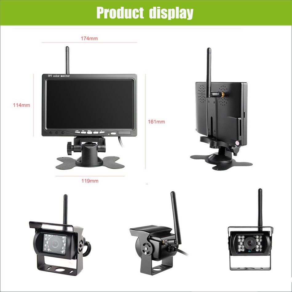 cheap 12V~24V DC waterproof night vision 2.4G wireless rear view camera system for trailer truck