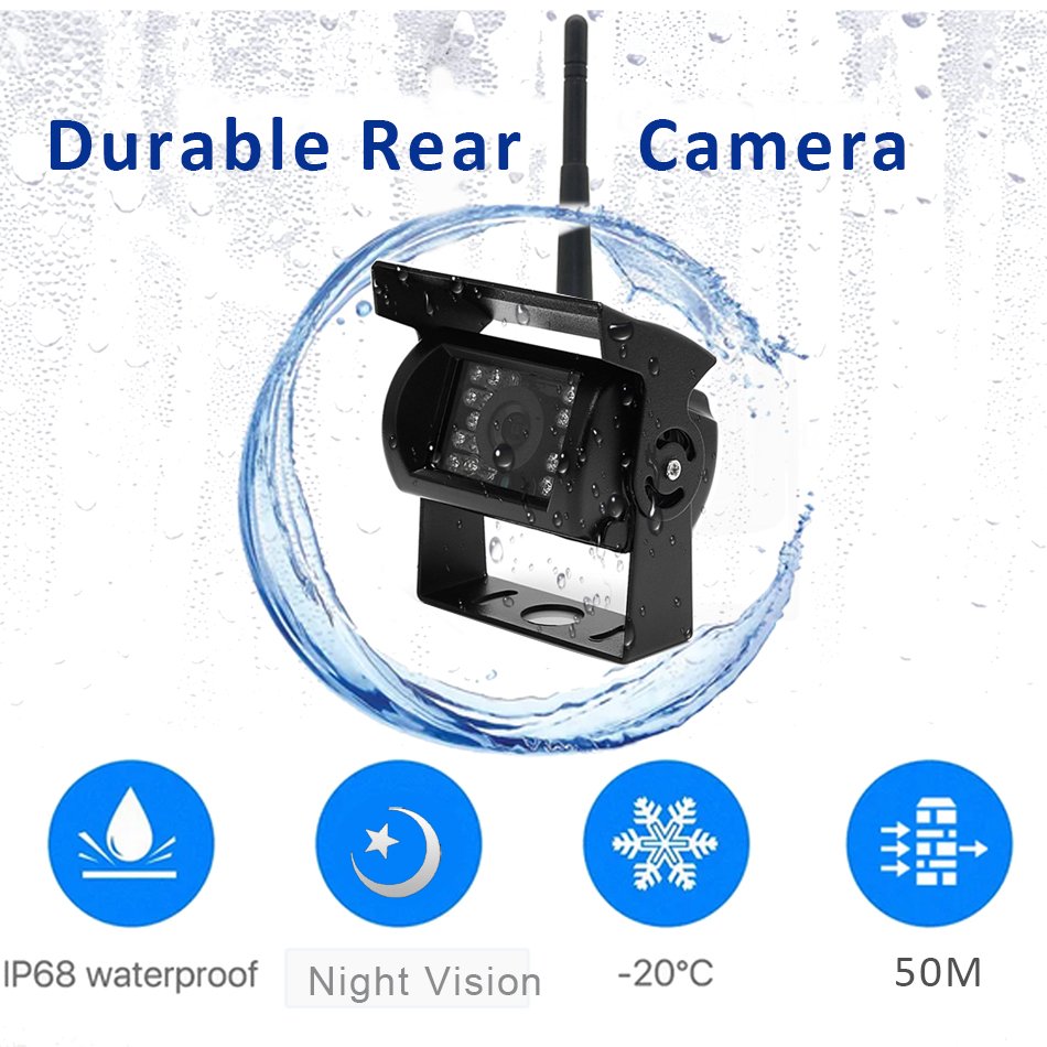 cheap 12V~24V DC waterproof night vision 2.4G wireless rear view camera system for trailer truck