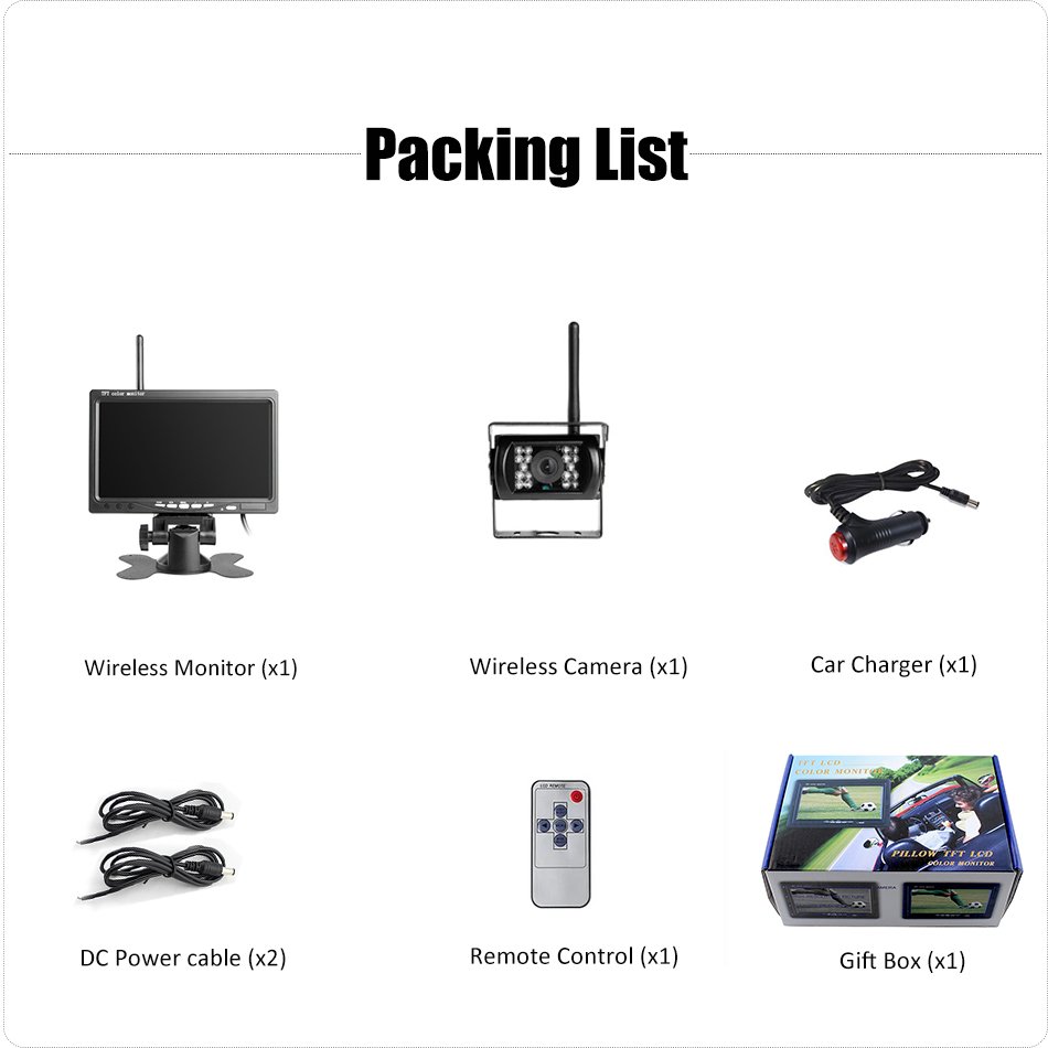 cheap 12V~24V DC waterproof night vision 2.4G wireless rear view camera system for trailer truck