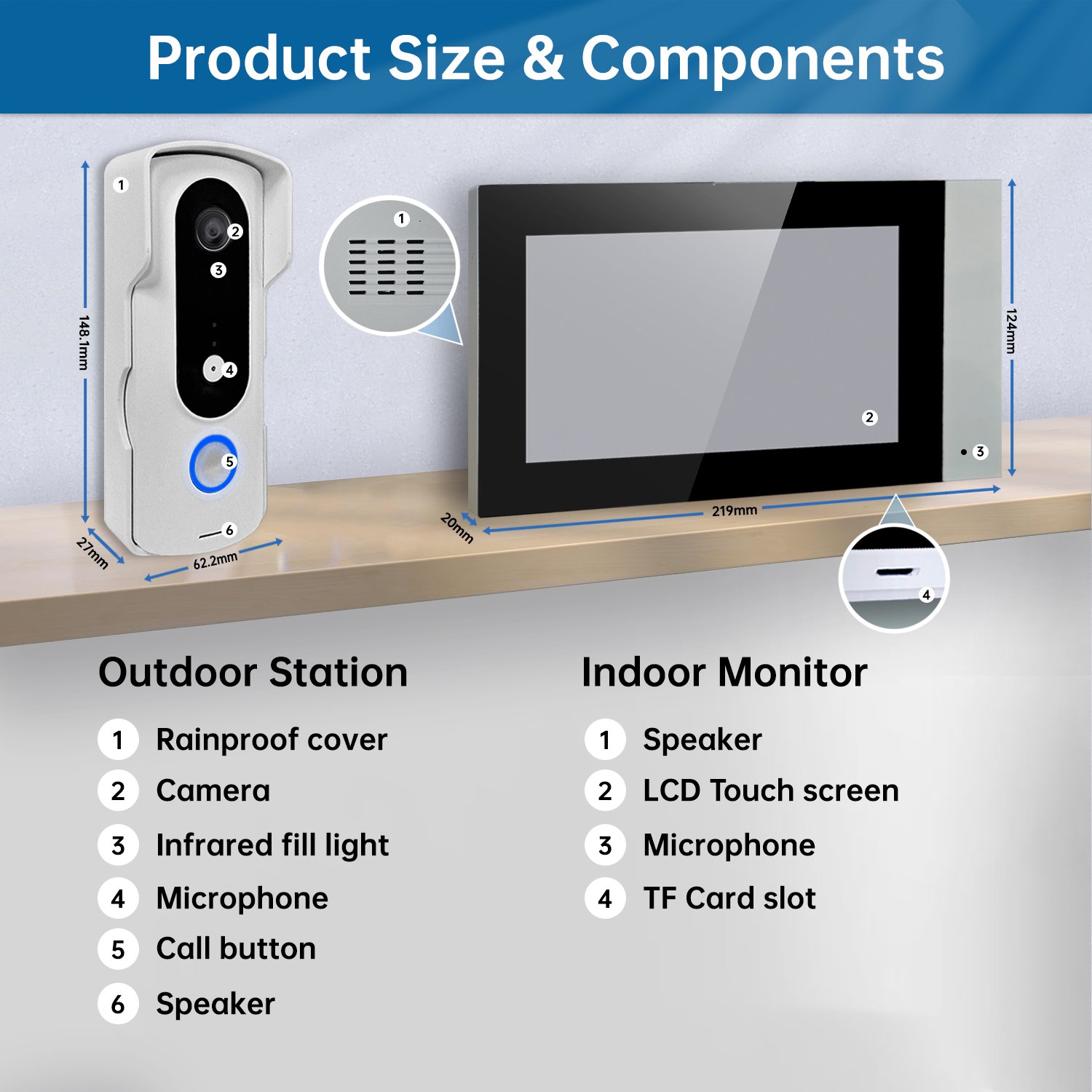 Trudian Suit Professional Engineer Tuya App 2-Wires IP Video Intercom Waterproof Intercom Smart Home Doorbell For Villa