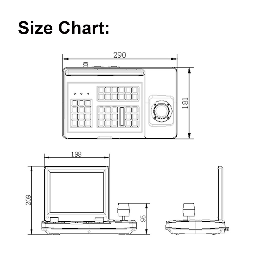 8 inch LCD Keyboard HD Analog PTZ Camera Keyboard Controller Rs485 Support Protocol