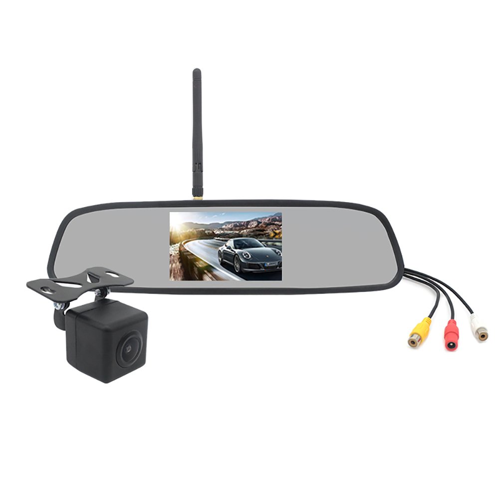 Car Rear View Camera with Mirror Monitor Analog Signal 4.3inch LCD Rearview Backup Wireless Reverse Camera with Monitor for Cars