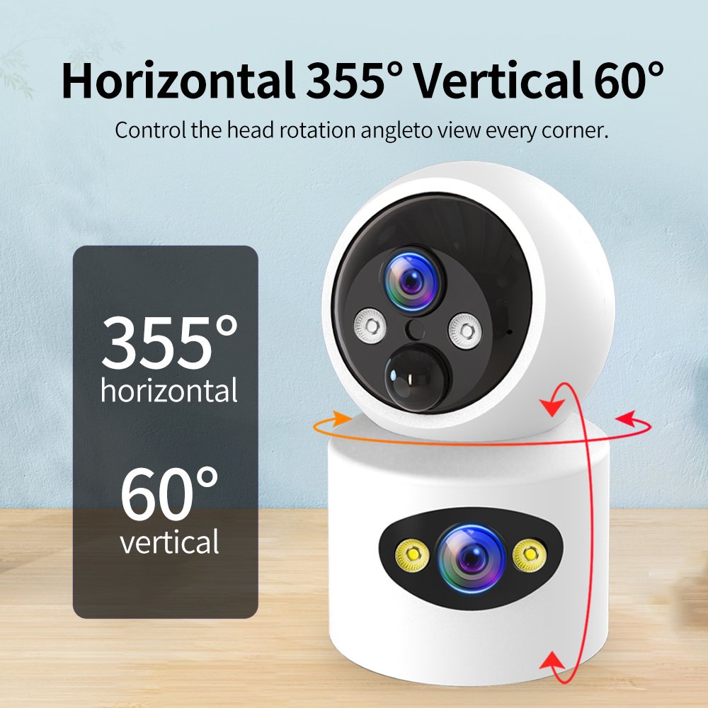 DIFANG Indoor WIFI Security Camera with Rechargeable Battery Dual lens Dual Screens Two Way Audio Wireless CCTV IP camera