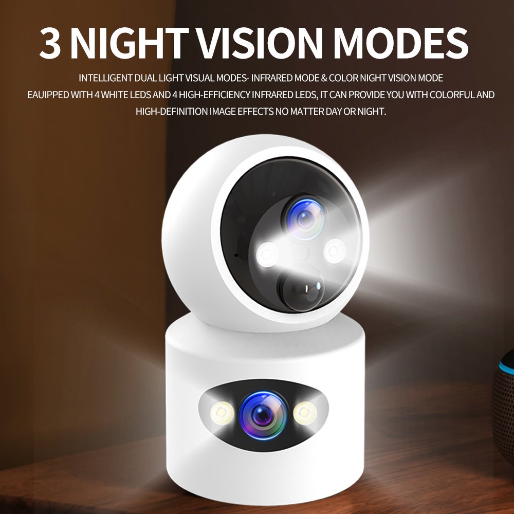 DIFANG Indoor WIFI Security Camera with Rechargeable Battery Dual lens Dual Screens Two Way Audio Wireless CCTV IP camera