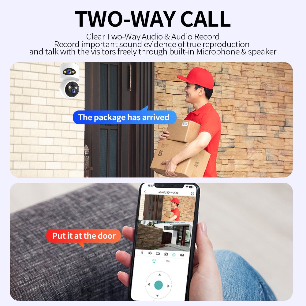 DIFANG Indoor WIFI Security Camera with Rechargeable Battery Dual lens Dual Screens Two Way Audio Wireless CCTV IP camera