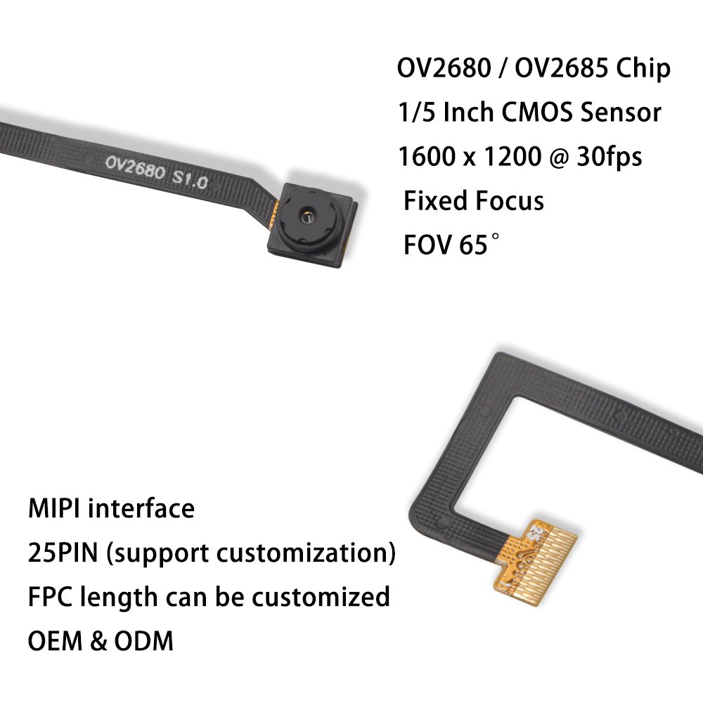 Low Power 1/5 Inch OV2680 Color CMOS 1600*1200 2-Megapixel Image Sensor Smartphones MIPI DVP Camera Module for PC Multimedia
