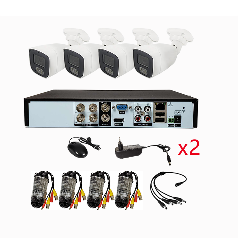 4 Ch DVR 1080p AHD Camera Set Bullet CCTV System 5mp 8mp dvr Security Camera Kit For Home Safe analog