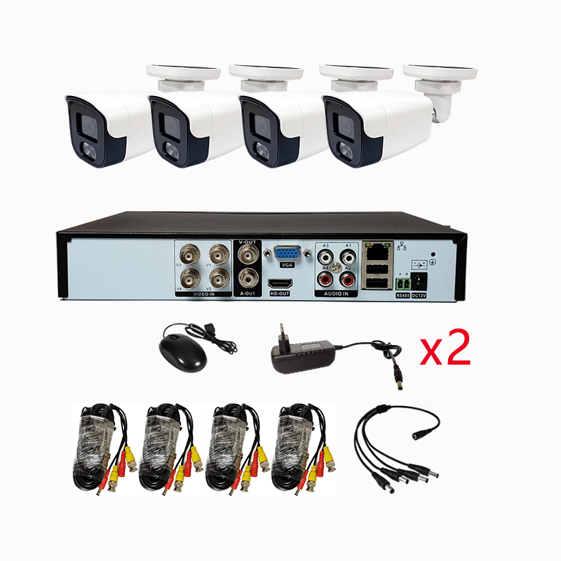 4 Ch DVR 1080p AHD Camera Set Bullet CCTV System 5mp 8mp dvr Security Camera Kit For Home Safe analog