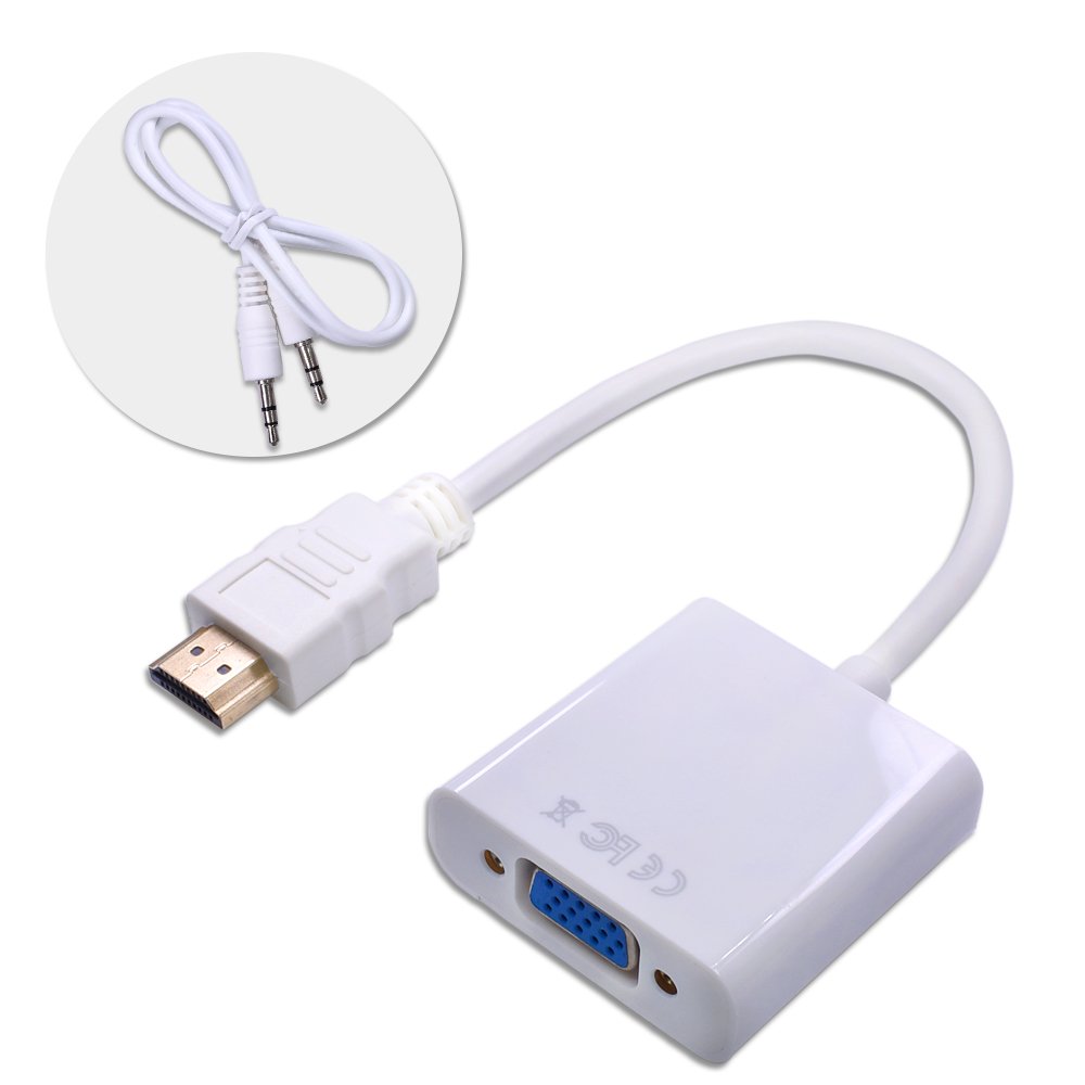 TISHRIC Digital to Analog Converter Cable 1080P HD for PC Laptop HDMI-compatible to VGA with Audio Cable