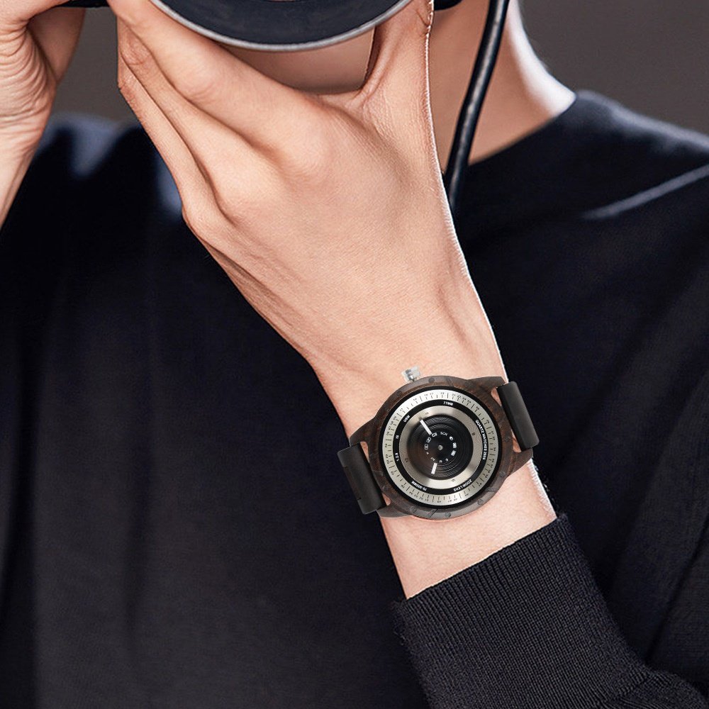 Wholesale Unique Camera Design Handmade Natural Wood Watch Minimalist Quartz Wooden Watch