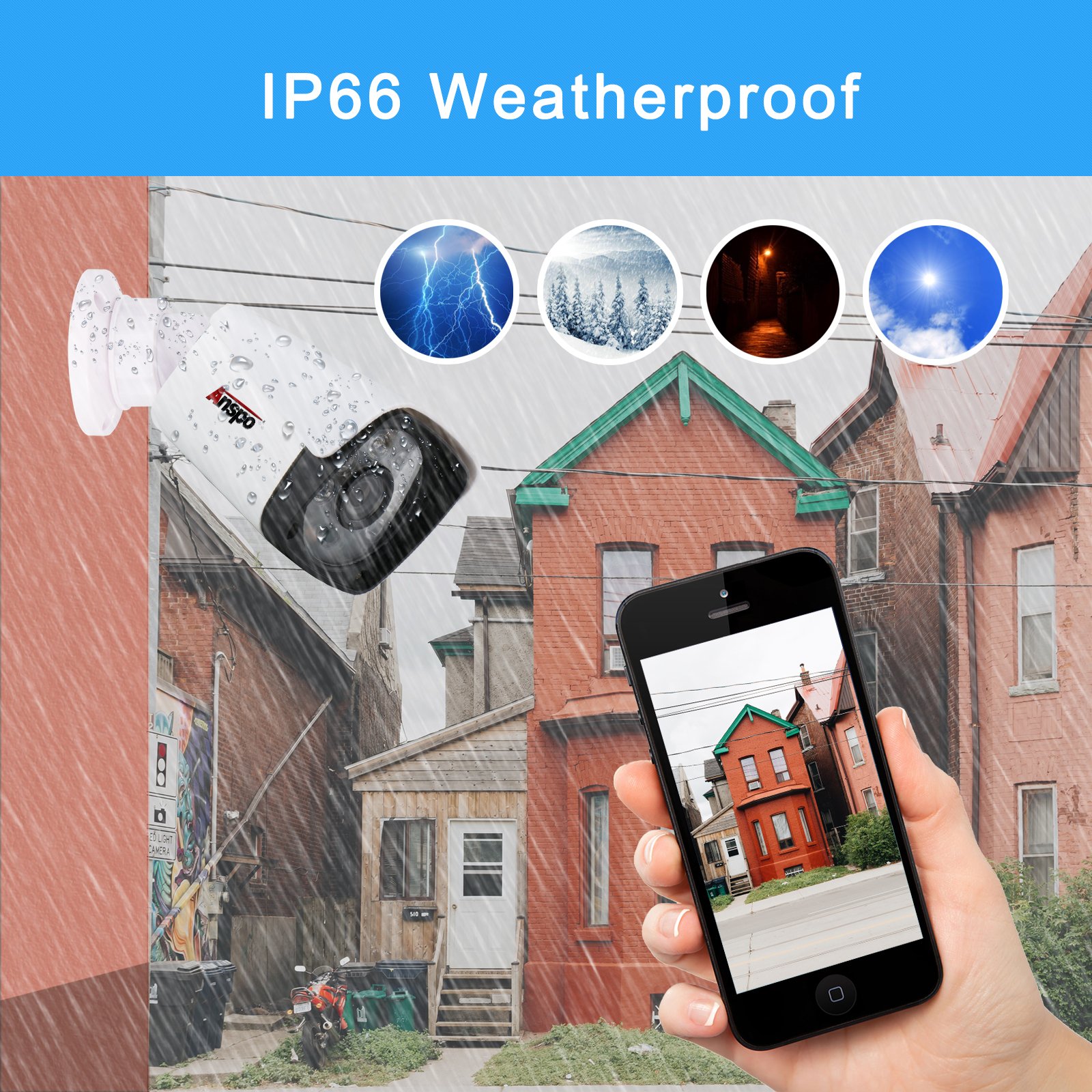 ANSPO CCTV 2MP 5MP AHD Analog Camera OUTDOOR 4 channels DVR 1080P waterproof cctv security camera system