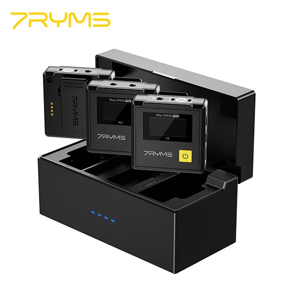 7Ryms iRay DW20 pro 2.4G wireless lavalier microphone with charging box charging case