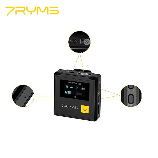 7Ryms iRay DW20 pro 2.4G wireless lavalier microphone with charging box charging case