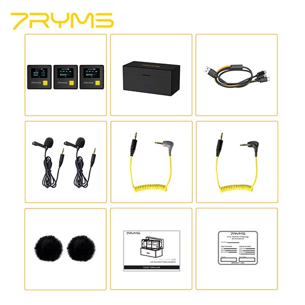 7Ryms iRay DW20 pro 2.4G wireless lavalier microphone with charging box charging case