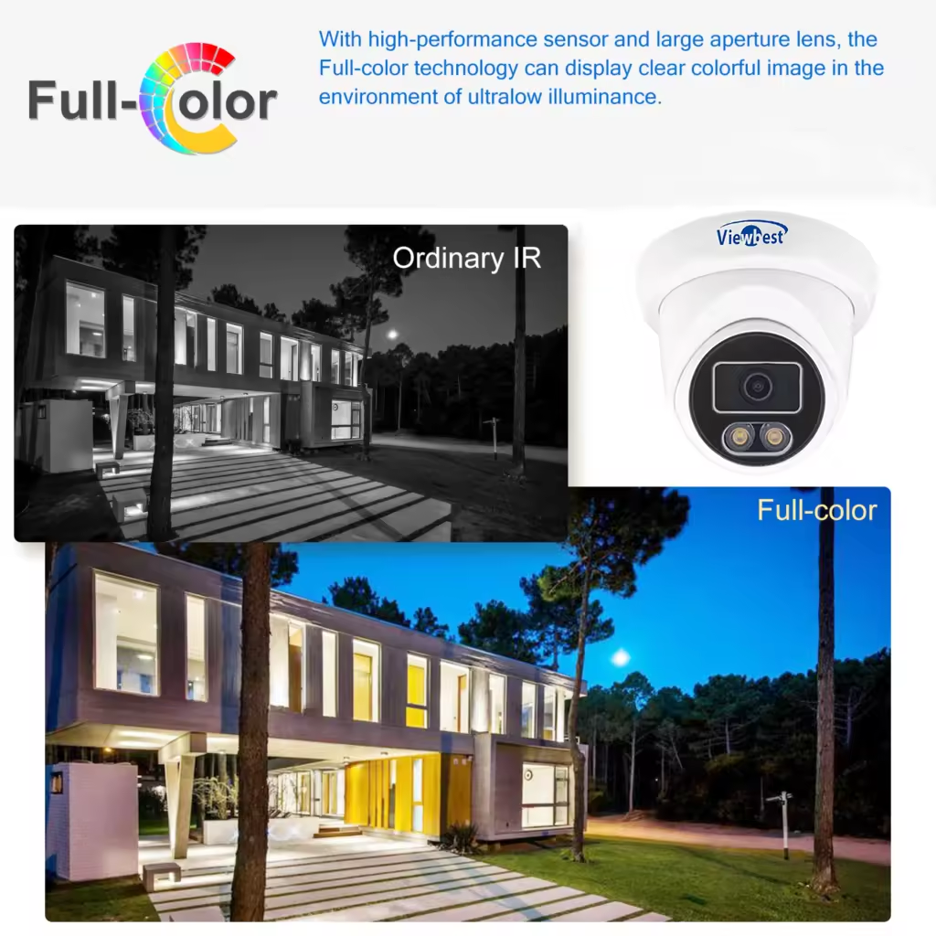 Home Security Colorful Night Vision Camera 2 MP 3.6MM HD Lens 3500K Warm Light 1080P AHD Analog CCTV Dome Camera