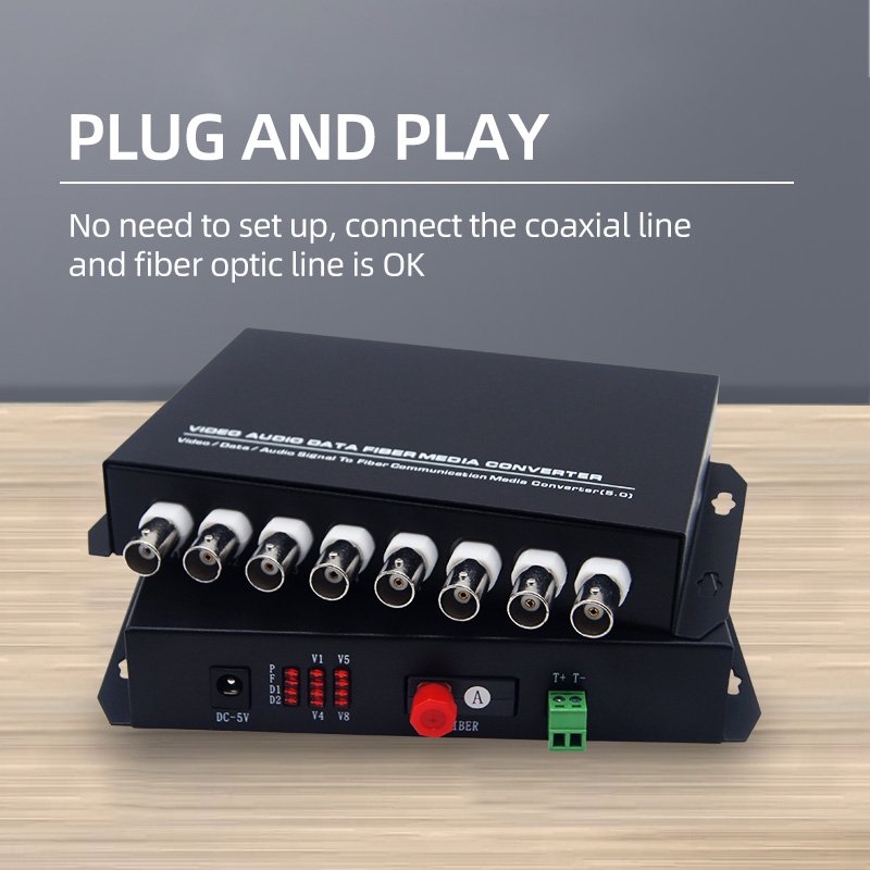 4 8 16 Channel BNC Analog Video to Fiber Converter Rransmitter and Receiver Kit With RS485 RJ45