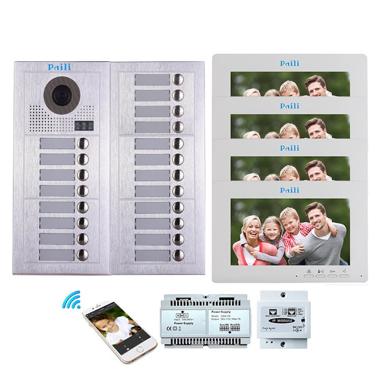 20 Flats Remote Unlock Door Phone 7" Wired Video Intercom Doorbell Camera Door Video Intercom System