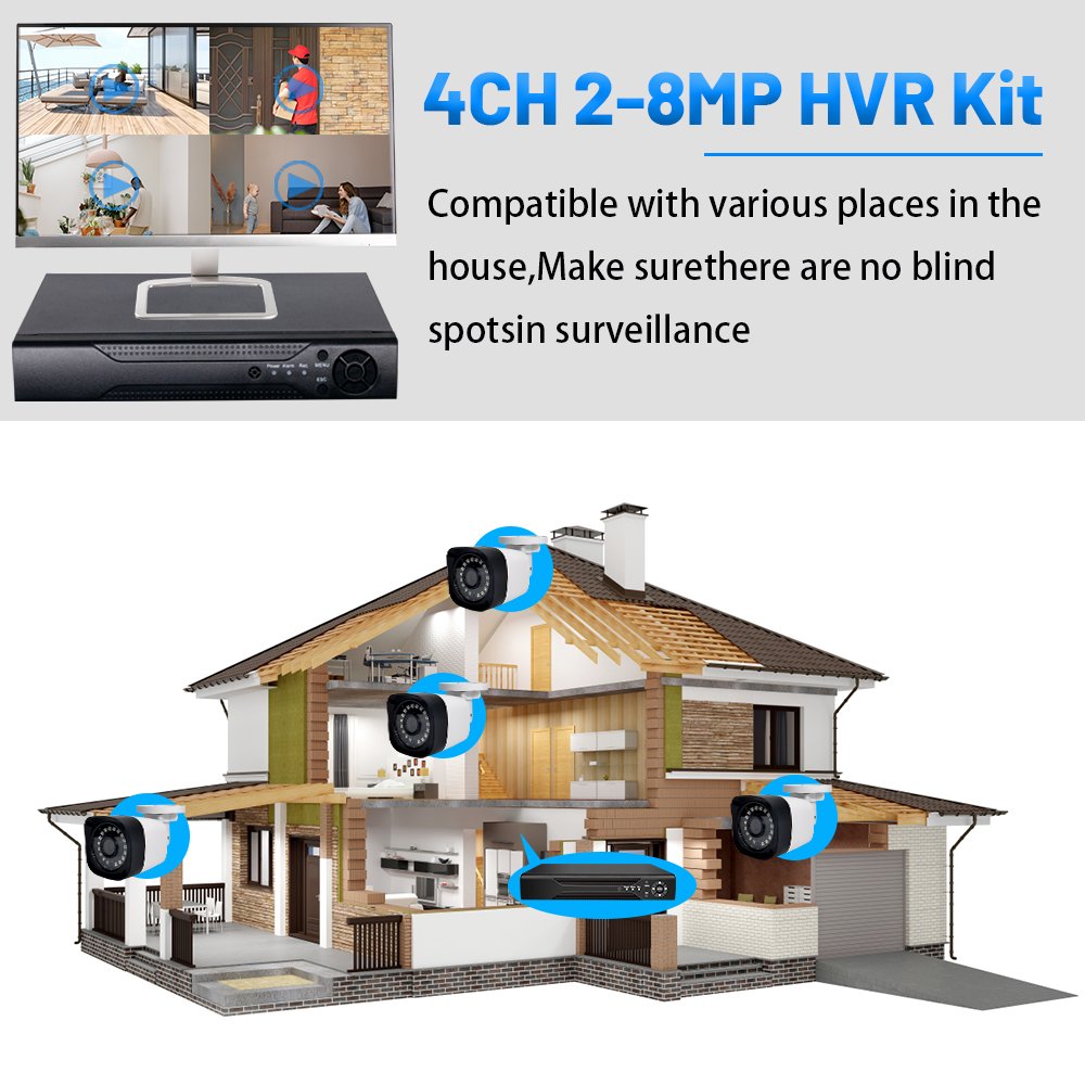 WESECUU DVR system ahd kit dvr 4 channel cctv indoor outdoor security camera kit outdoor security camera analog camera