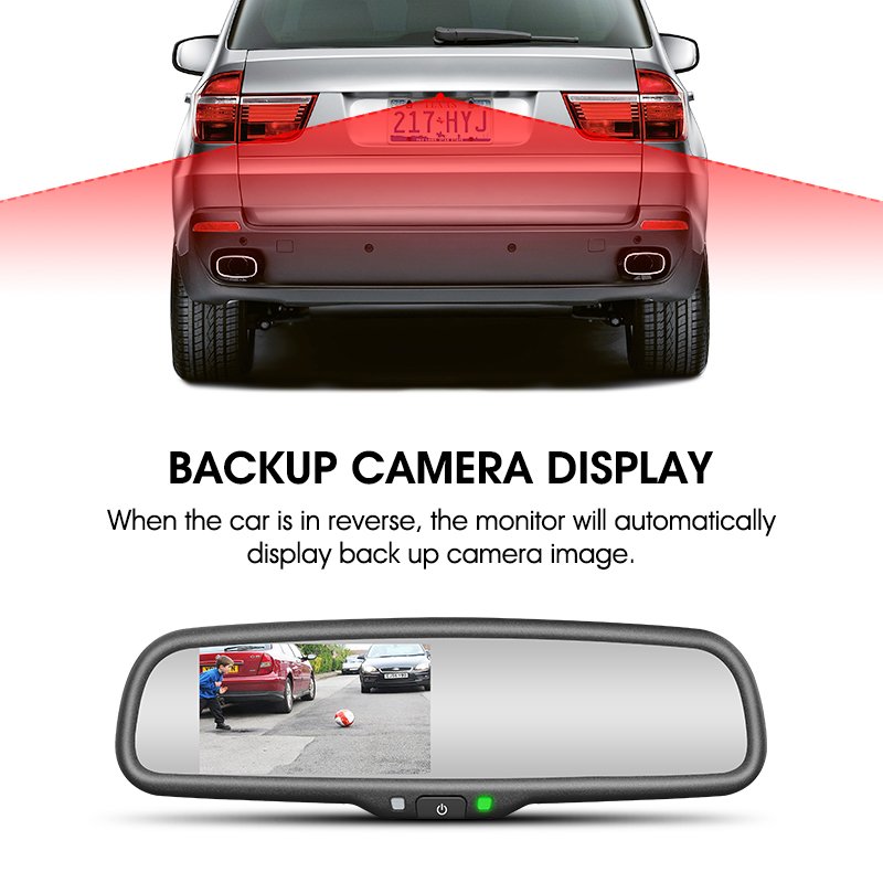 Rear View Mirror Monitor Easy Install With Wireless Transmitters for Analog Cameras