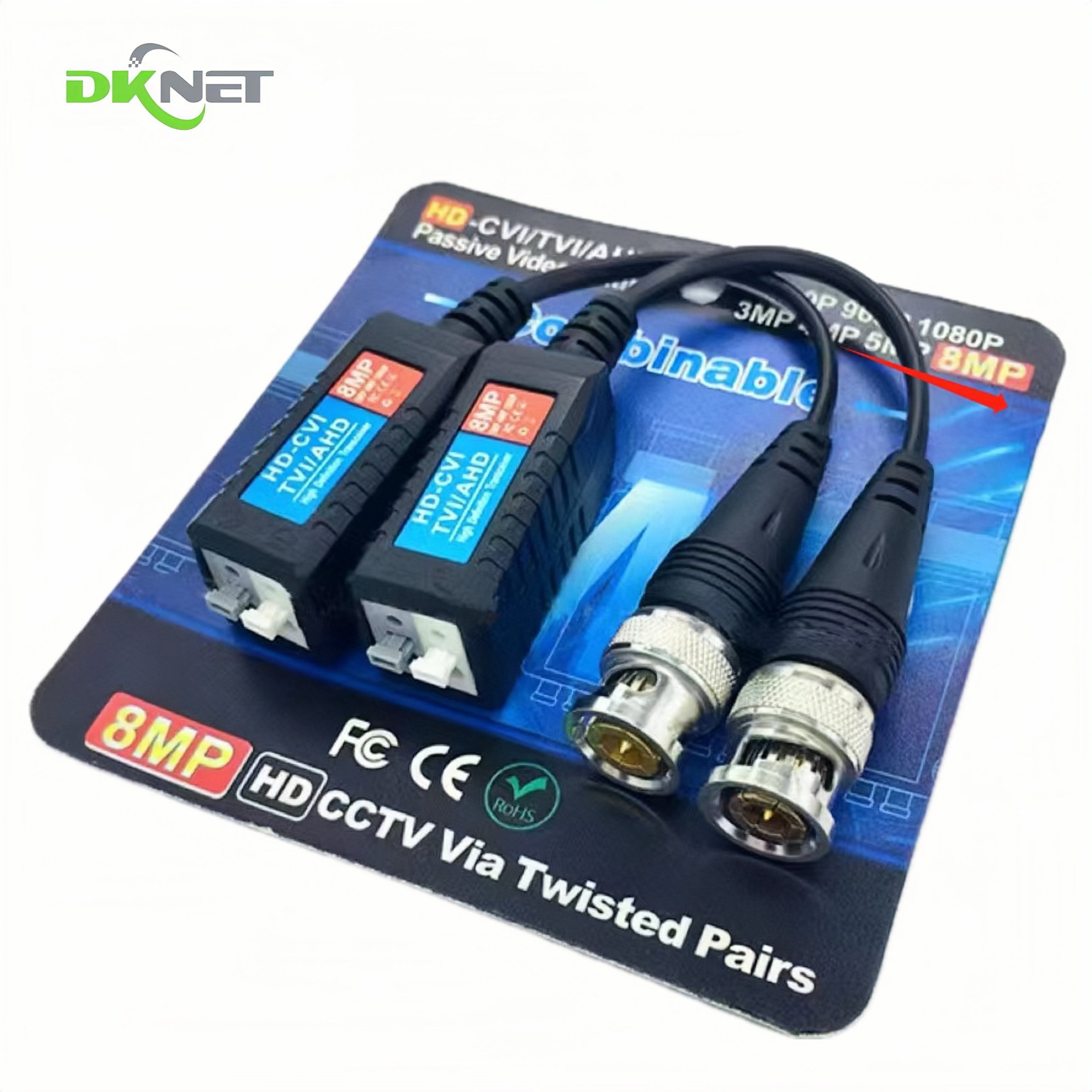 Single Channel Split Joint HD CCTV Passive Video Balun 2KV surge protection 8MP Balun