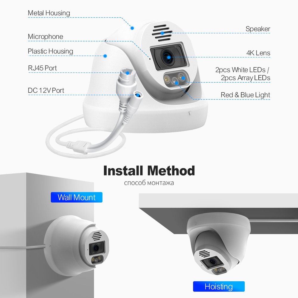 OEM weatherproof human tracking doorbell security camera 4k hd modern security camera