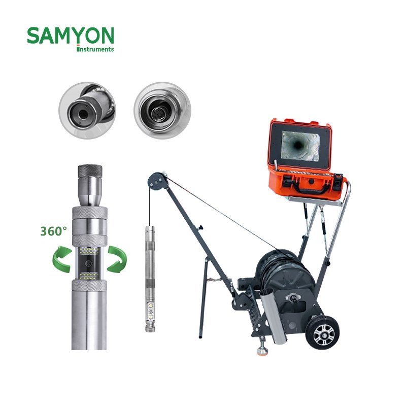 Inspection Industrial Oem System Cameras 180m Bore Hole Plumbing 360 Rotation Pipeline For Underwater Wells