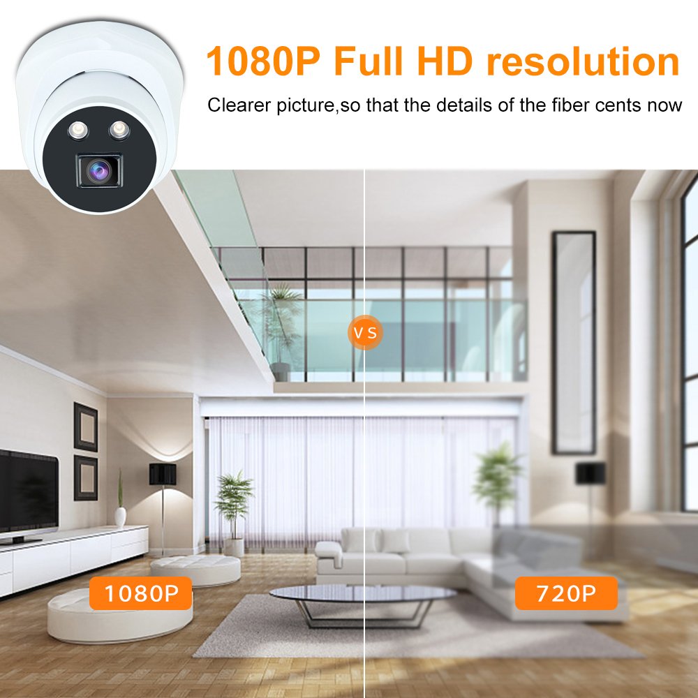 full color AHD camera 1080P starlight warm light dome camera colorful night vision 4 in 1 security cctv camera