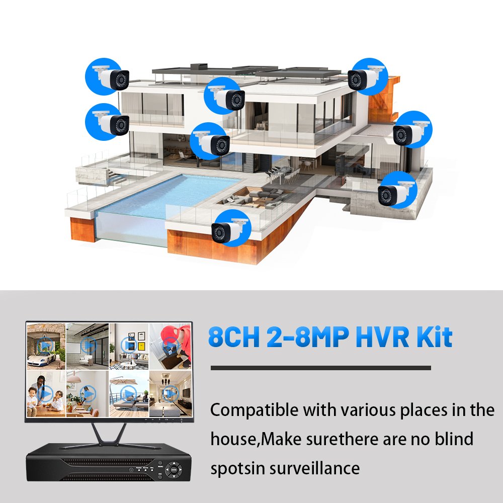 WESECUU cctv security system 8CH 2MP 5MP 8MP HVR DVR kit cctv system camera AHD analog camera security camera outdoor