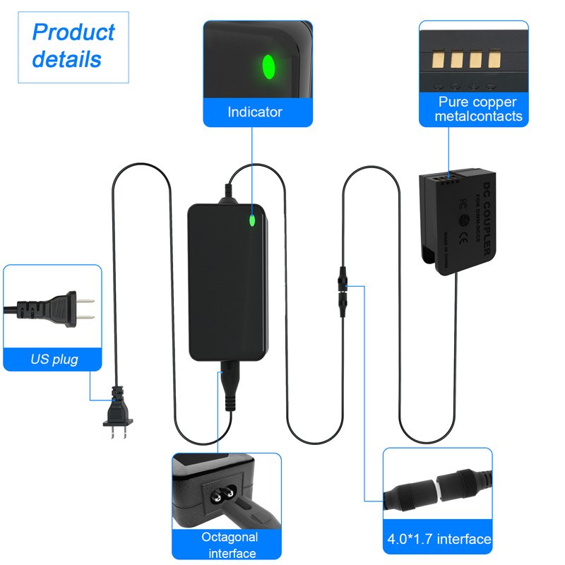 Fake Battery DCC8 BLC12 For Pana Camera External Power Adapter