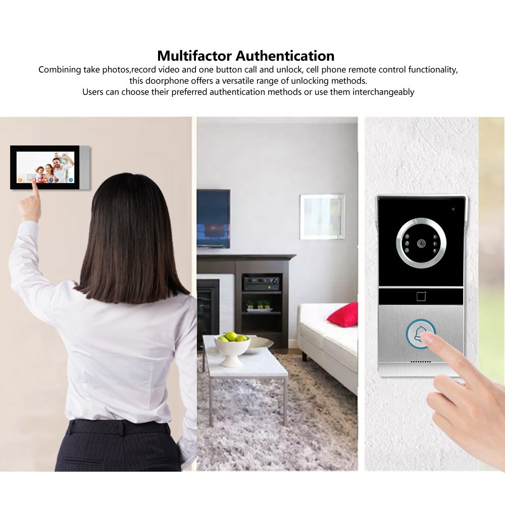 Support ID Card Unlock Video Door Phone Intercom Tuya WiFi 1080P AHD 7 inch Doorbell with Security Camera for Villa